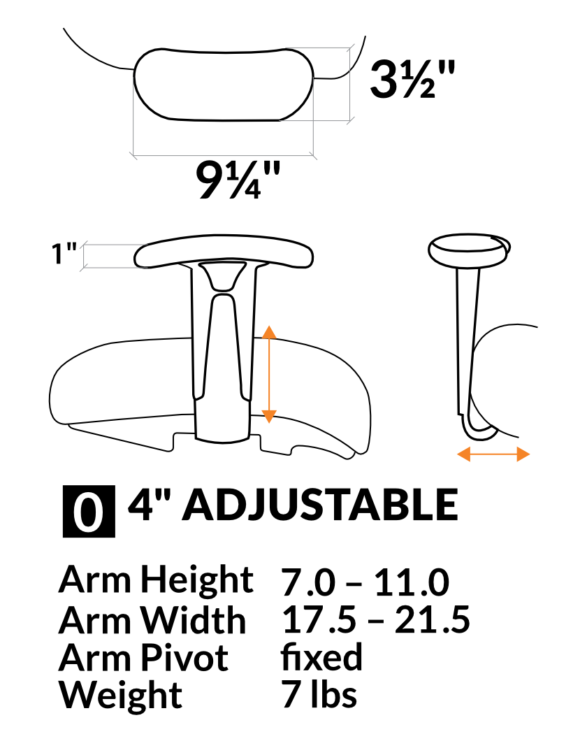 0 - 4" Height Adjustable Arms